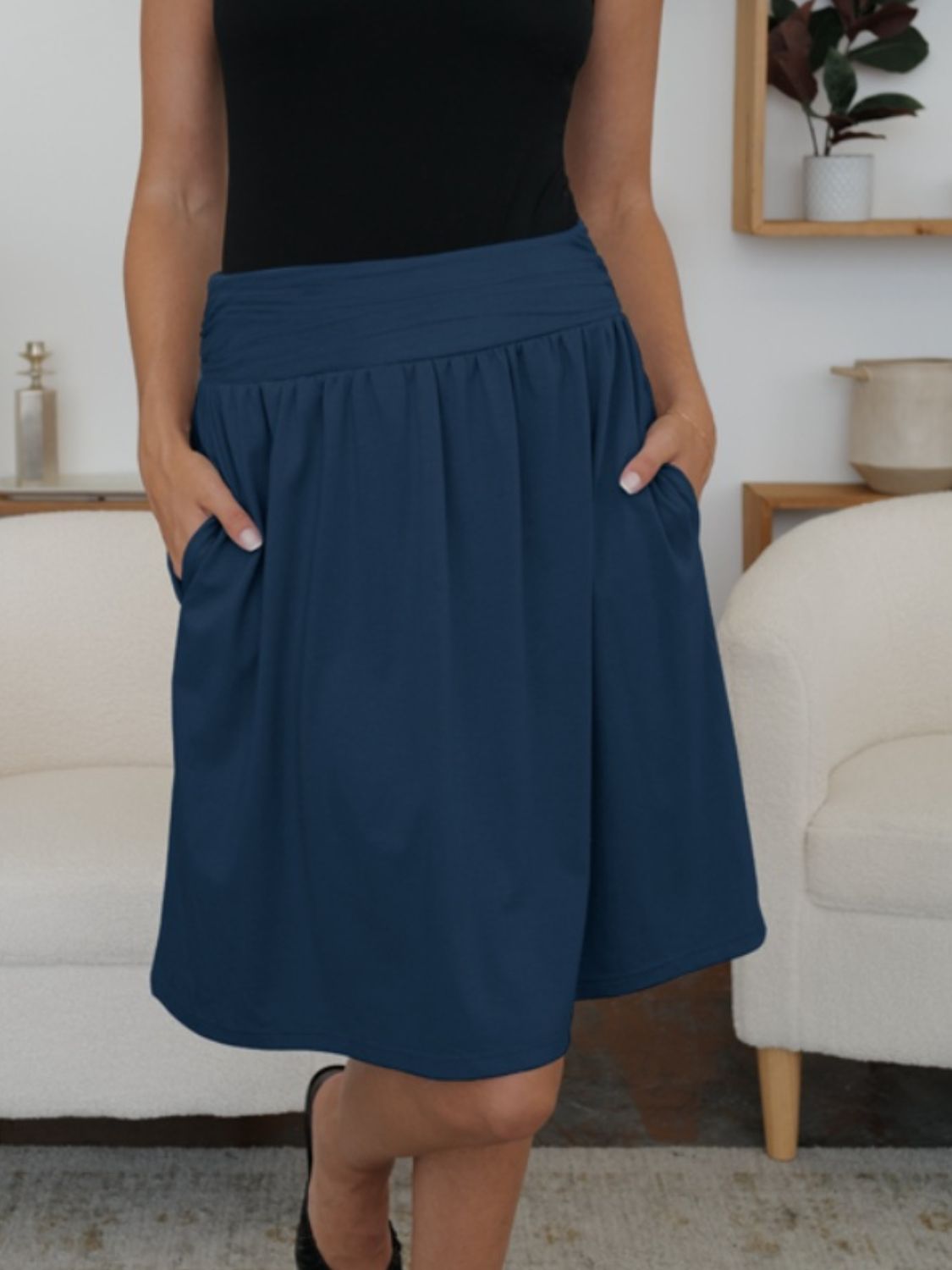 FAM-FAM Elastic Waist Skirt with Pockets